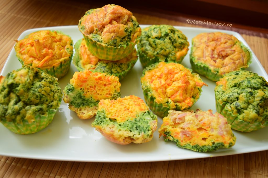 Brioșe aperitiv cu legume și șuncă presată