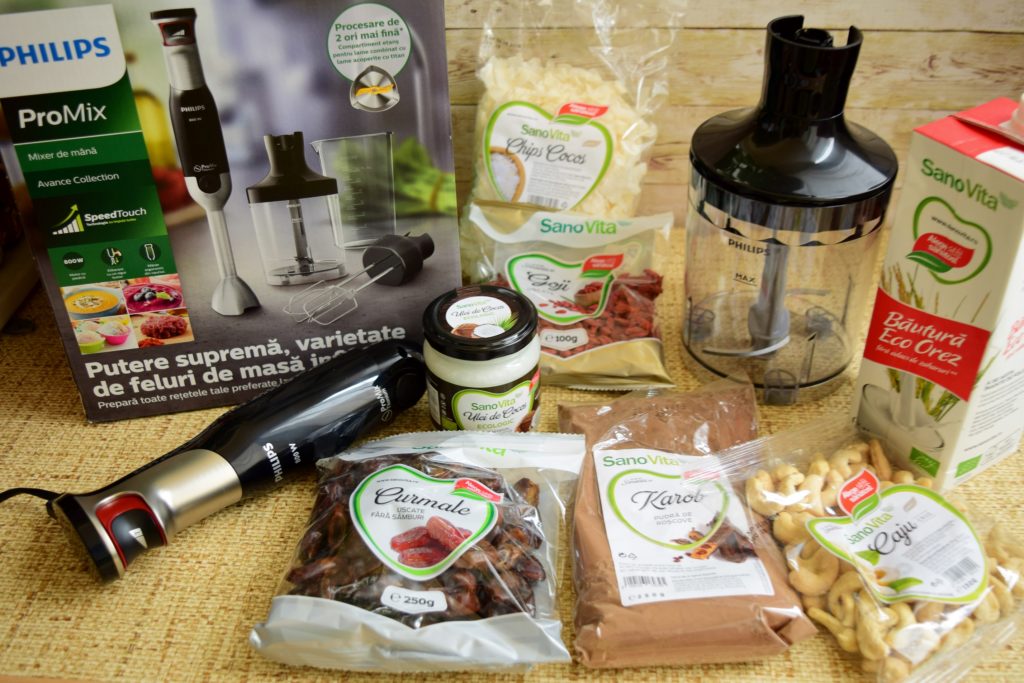 Ingrediente și blender pentru prepararea ciocolatei de casă