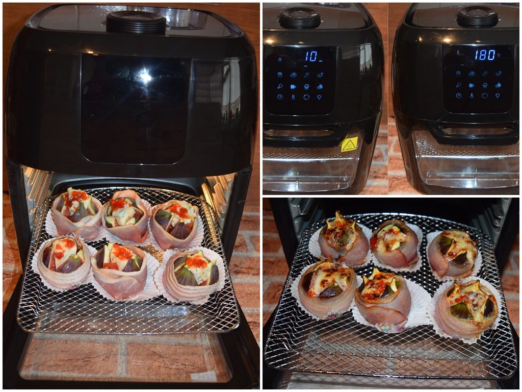 Colaj de poze cu pașii de preparare ai smochinelor umplute