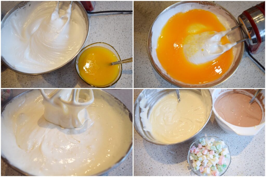 Colaj de poze cu pașii de preparare ai aluatului pentru chec