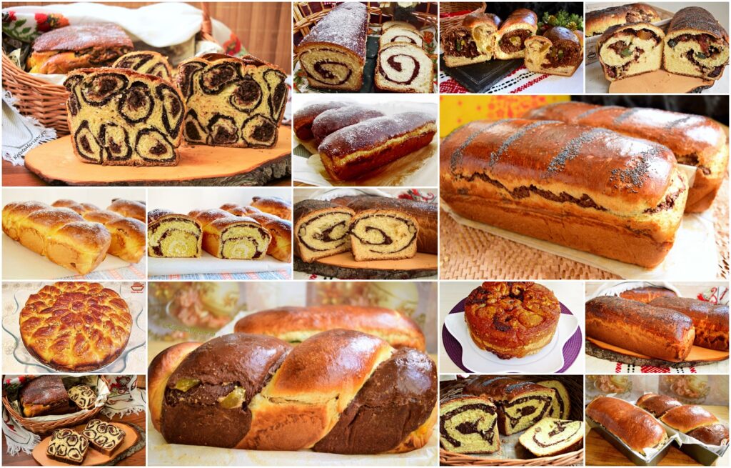 Colaj de poze cu cozonaci pentru platoul cu prăjituri festive pentru Crăciun Colaj de poze cu cozonaci pentru platoul cu prăjituri festive pentru Crăciun