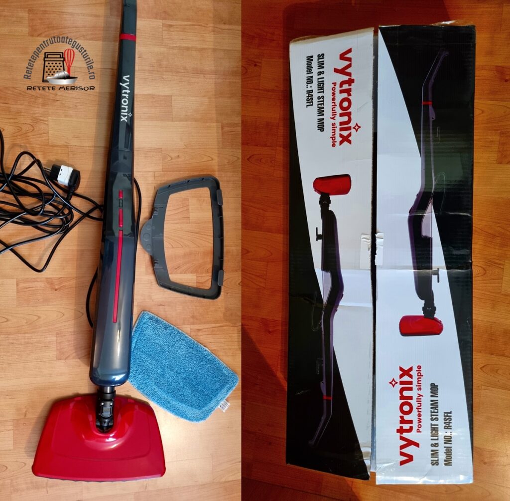 Mop cu aburi Vytronix R4SFL de 1600W și cutia de ambalat