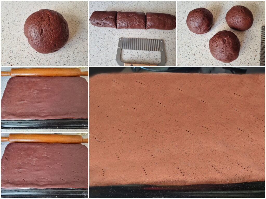 Colaj de poze cu pașii de preparare ai foilor de cacao în varianta de post Colaj de poze cu pașii de preparare ai foilor de cacao în varianta de post