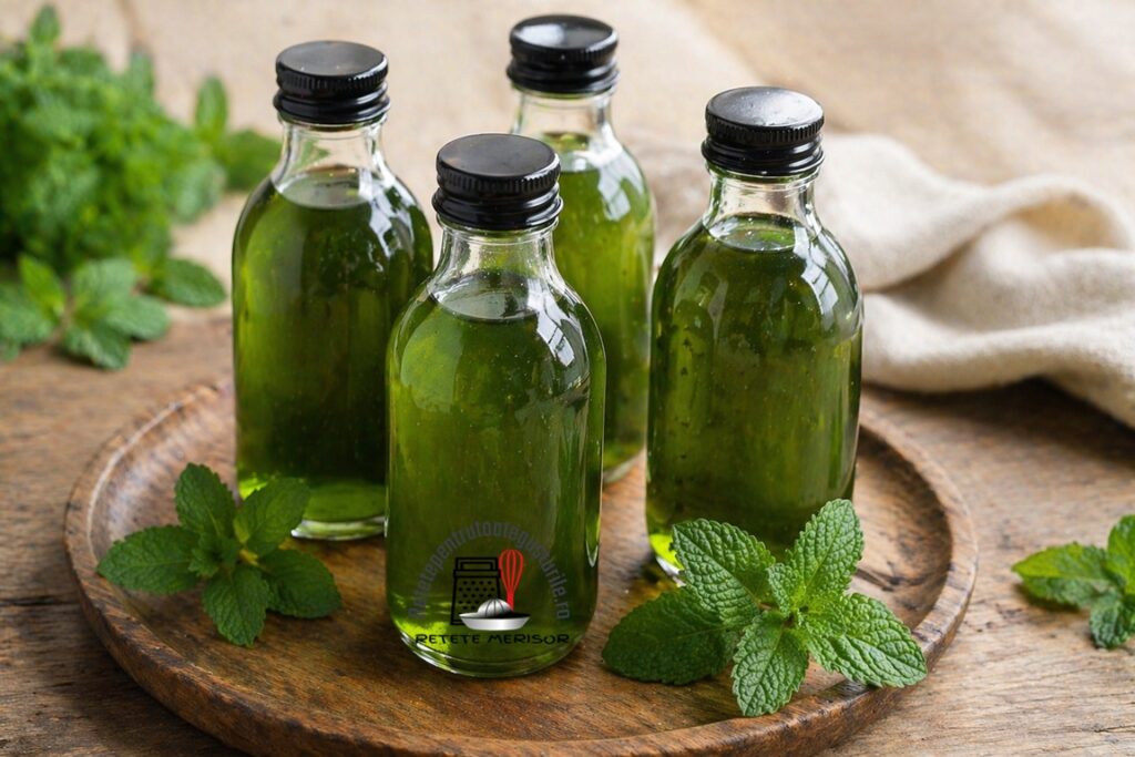 Sirop de mentă concentrat în patru sticle